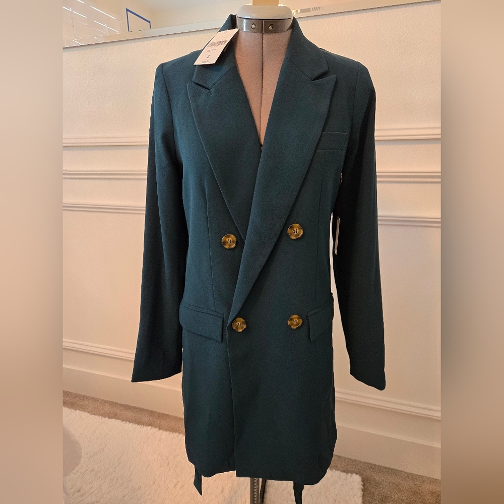 Elegant Teal Double-Breasted Women's Coat